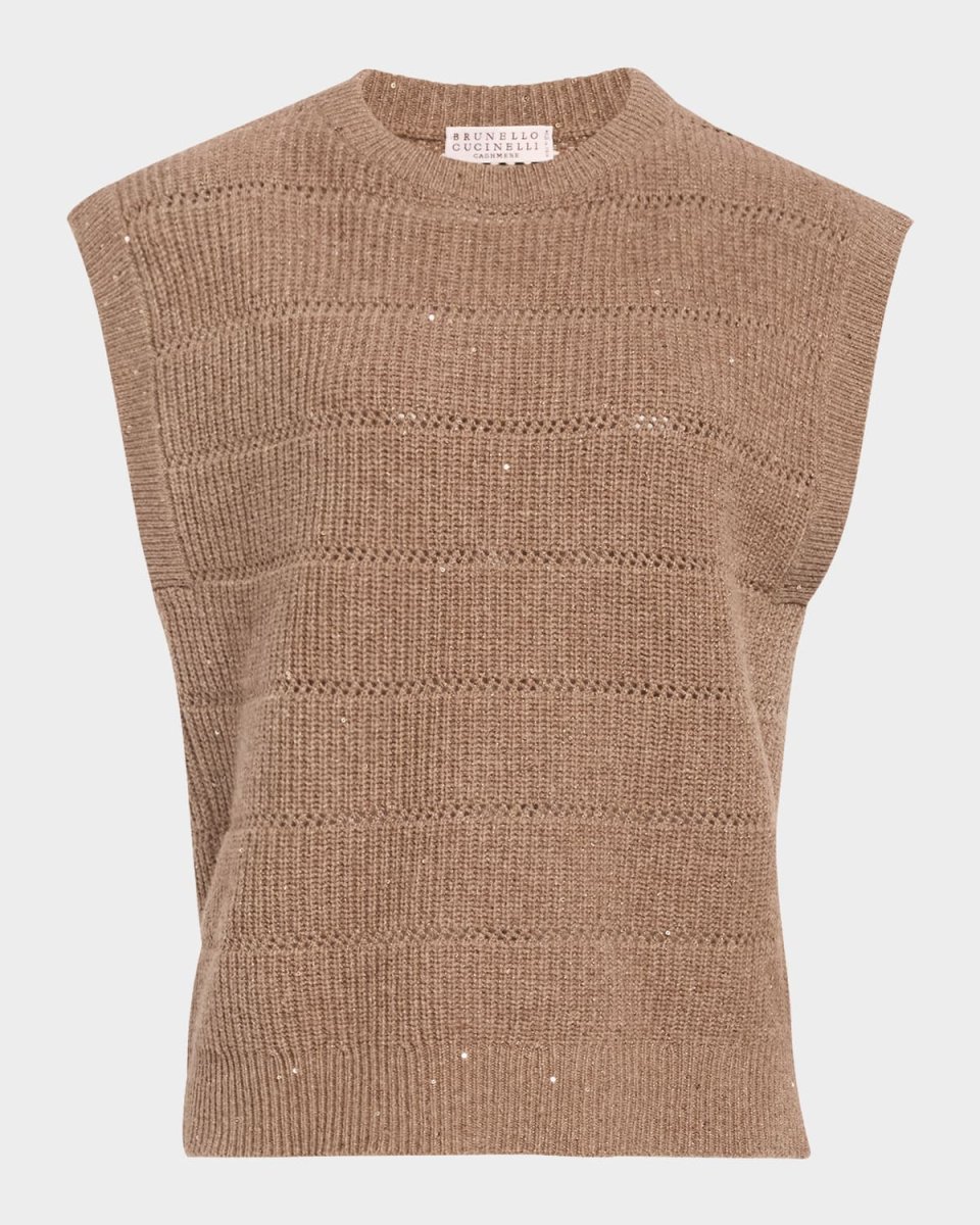 Openwork Pailette Knit Top